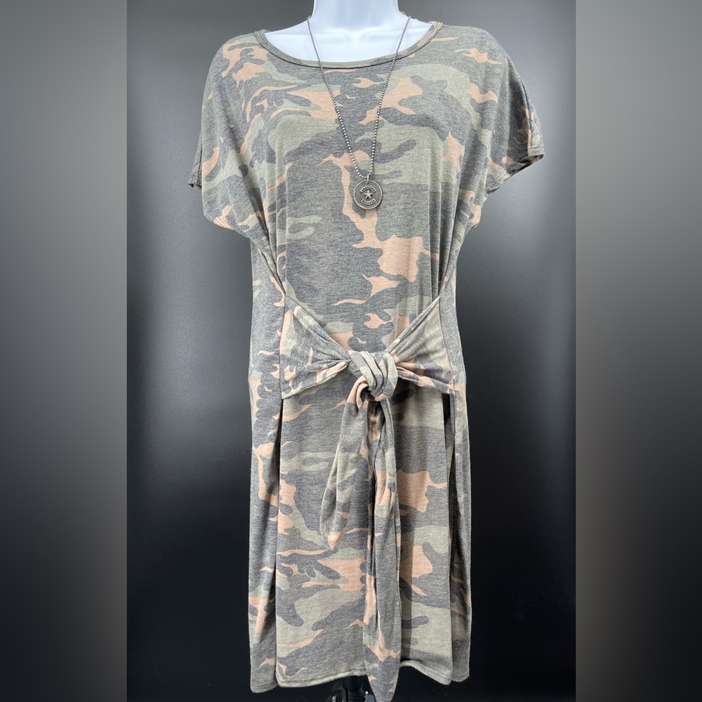 Camoflauge Dress with Tie Front